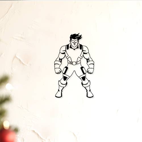1pc of superhero themed metal wall art featuring a dynamic superhero statue mural this a great gift for new year and christmas for fans of superhero decor its made from weather resistant metal suitable for wall sculptures