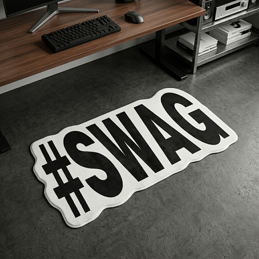 TEMU 1 шт. Модний килимок у вуличному стилі SWAG з неправильними літерами, креативний мінімалістичний килимок у американському стилі, модний килимок