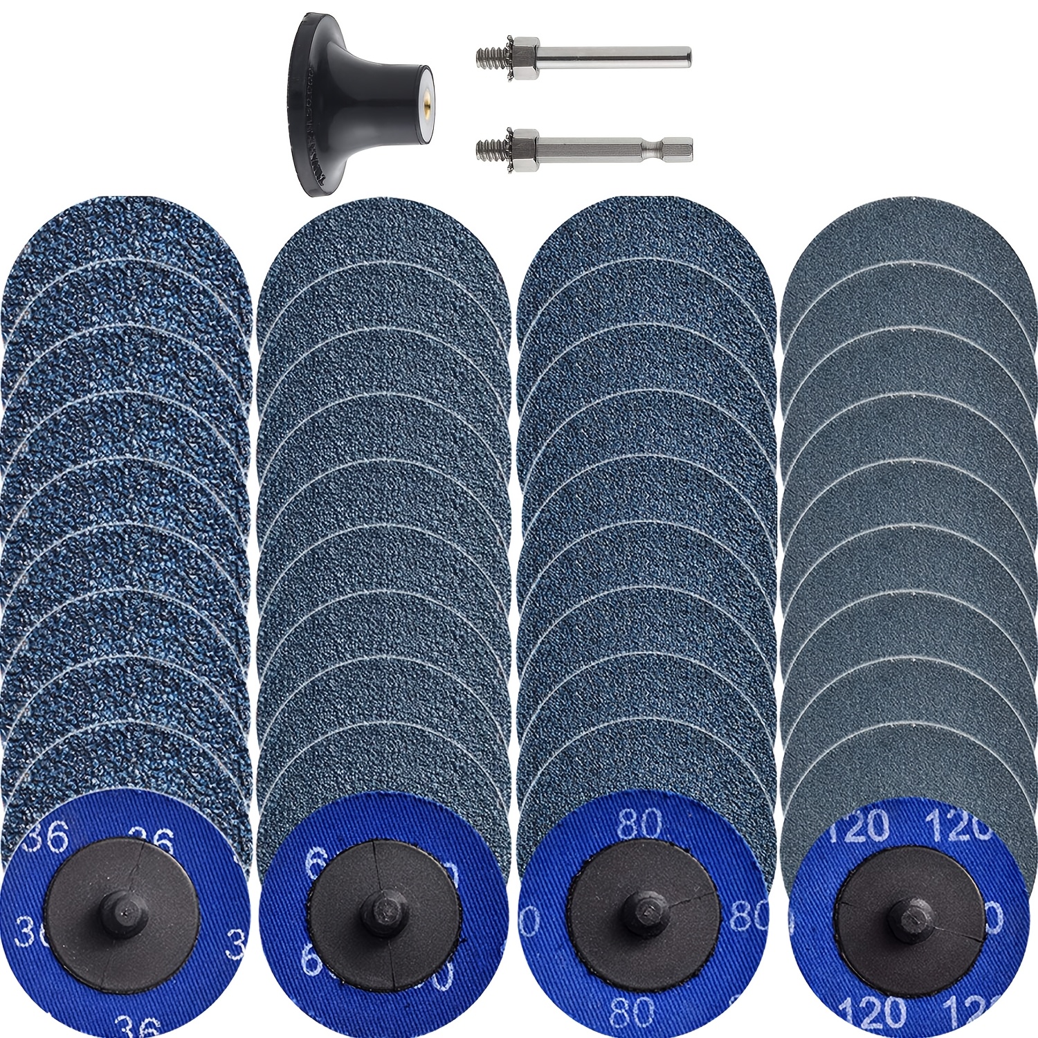 Image of 43pcs Mixed 2-inch Grinding Discs, Equipped With A 1/4-inch Adapter, Zirconia Sanding Discs Suitable For Rotary Tools For Molds, Surface Treatment/de-rusting/paint Removal/polishing/grinding