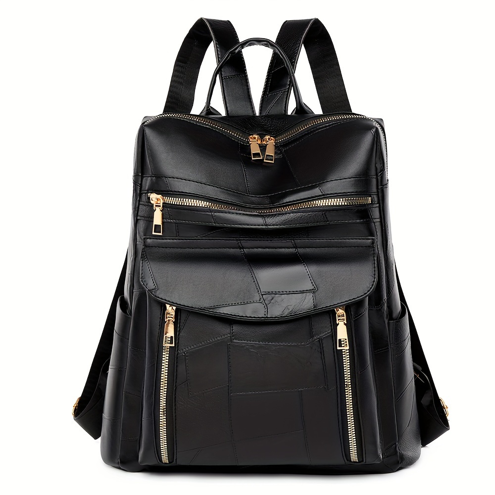 

[customer ] Chic Vintage-inspired Women's Backpack - Spacious, Adjustable Straps, Zip Closure, Leather In Black