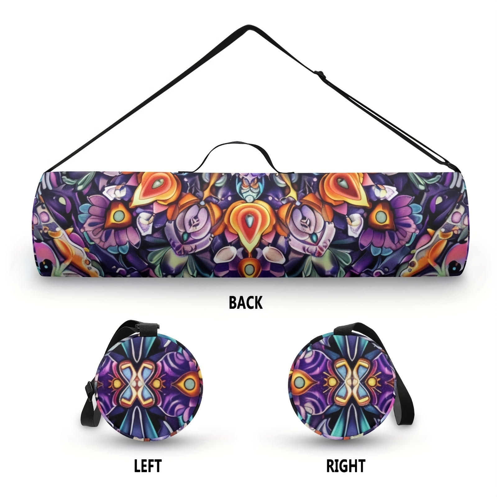 Boho Mandala Flower 1pc Yoga Mat Storage Bag, Single Shoulder Fitness Mat Storage Bag for Women Outdoor Sports