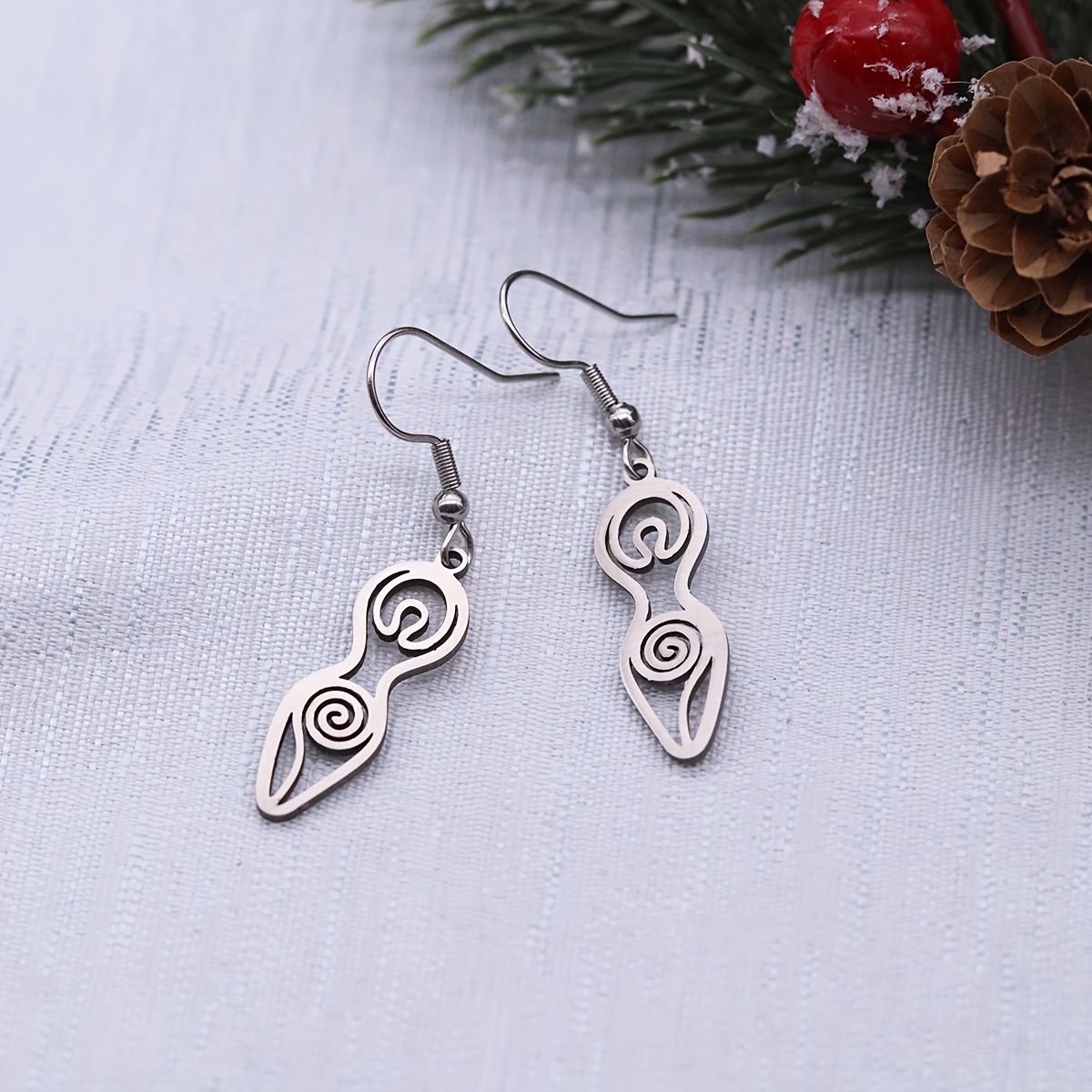 Women's Wicca Spiral Goddess Fertility Dangle Earrings