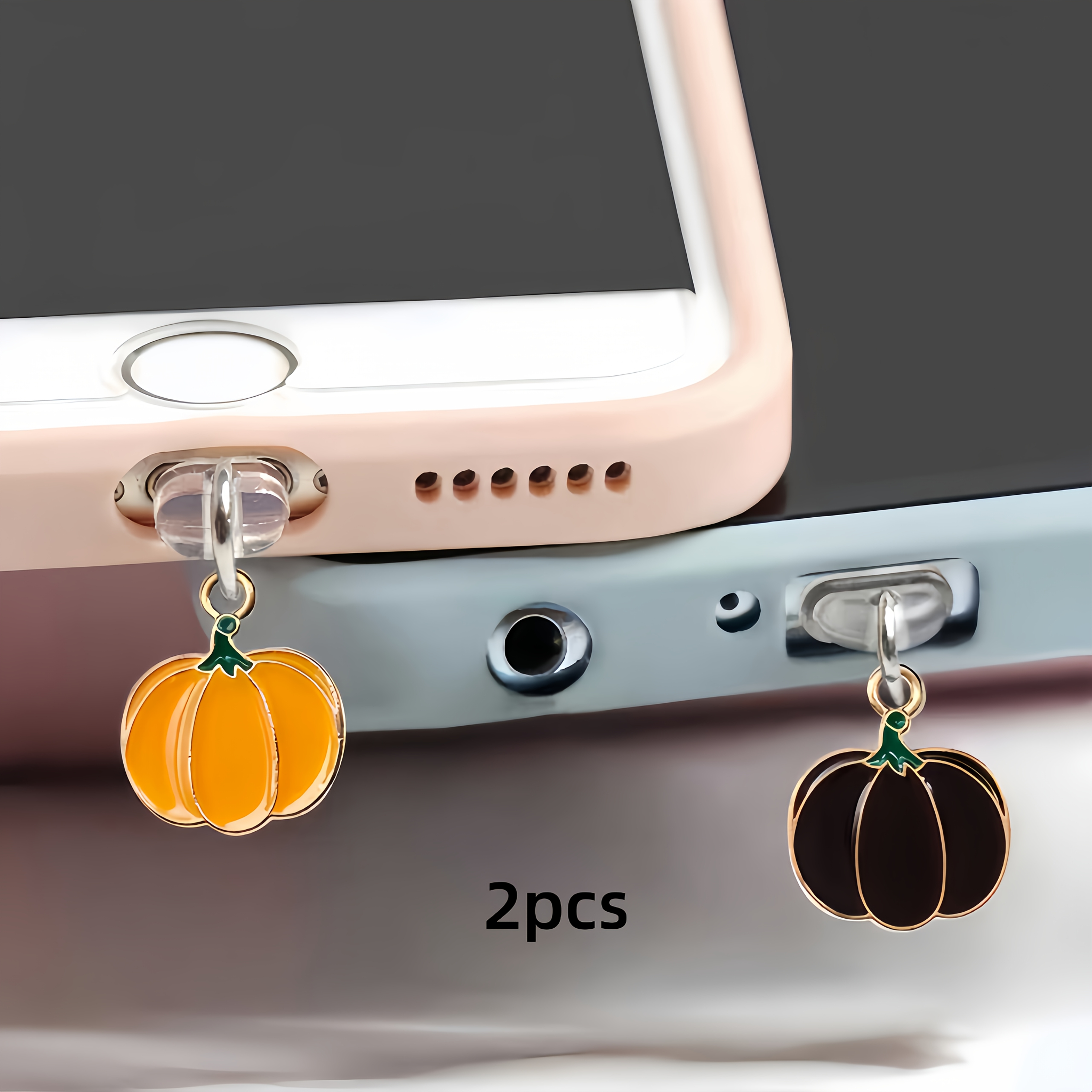 TEMU 2pcs Pumpkin Pendant Dust Cover, Suitable For Smartphone Type C/iphone Port. Cute Couple Gift, Mobile Phone Pendant