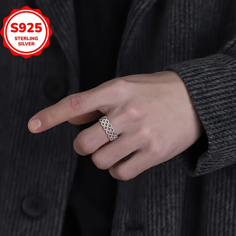 Stylish Grid Pattern Unisex Open Ring