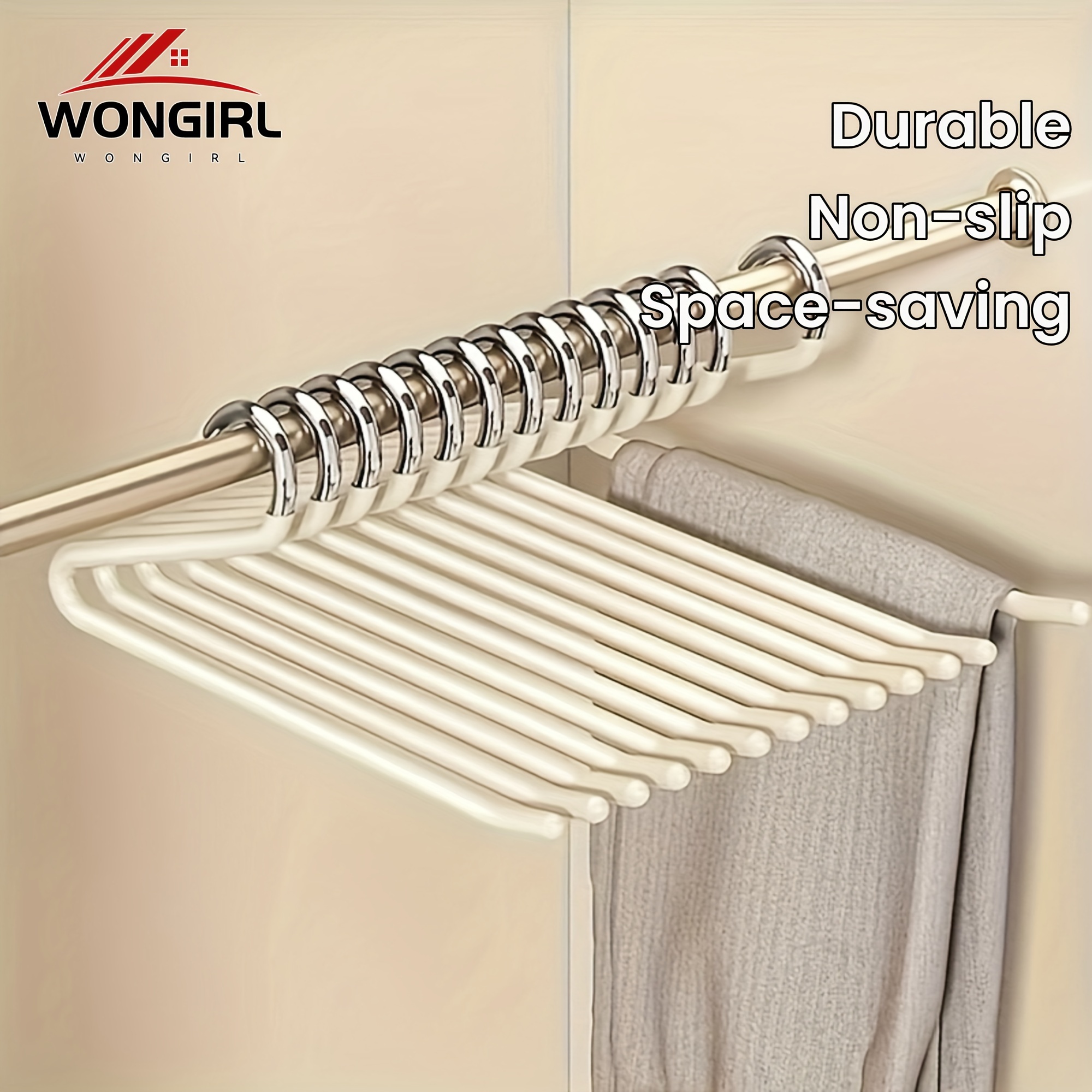 

20pcs Set Goose-neck Metal Pants Hangers - Non-slip, Stainless Steel With Z-shape For Space-saving Closet Organization