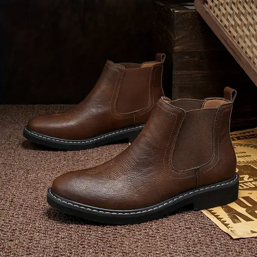 남성용 컴포트 부츠 - 블랙, 미끄럼 방지 고무 밑창, 쉬운 슬립온 디자인, 통기성 패브릭 안감, 캐주얼 워킹화