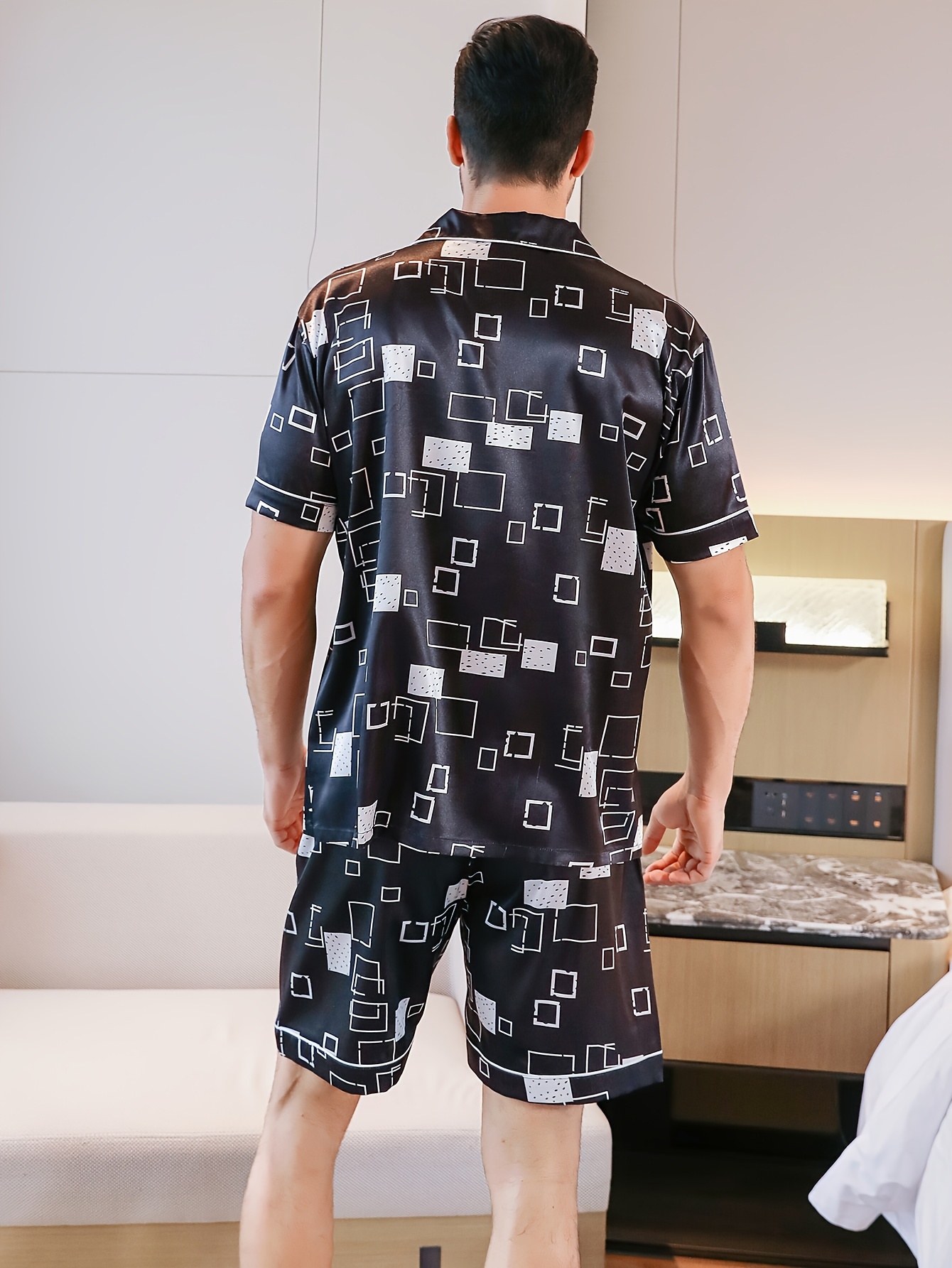 comfortable men's pajamas summer thin short sleeve shorts