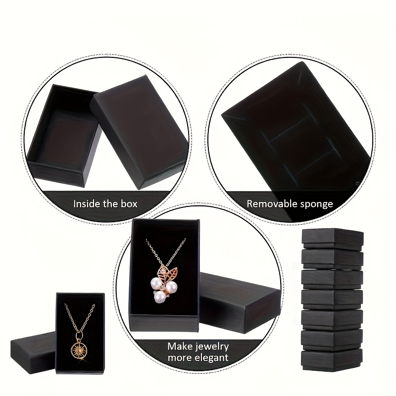 12pcs Black Cardboard Jewelry Gift Boxes with Lids