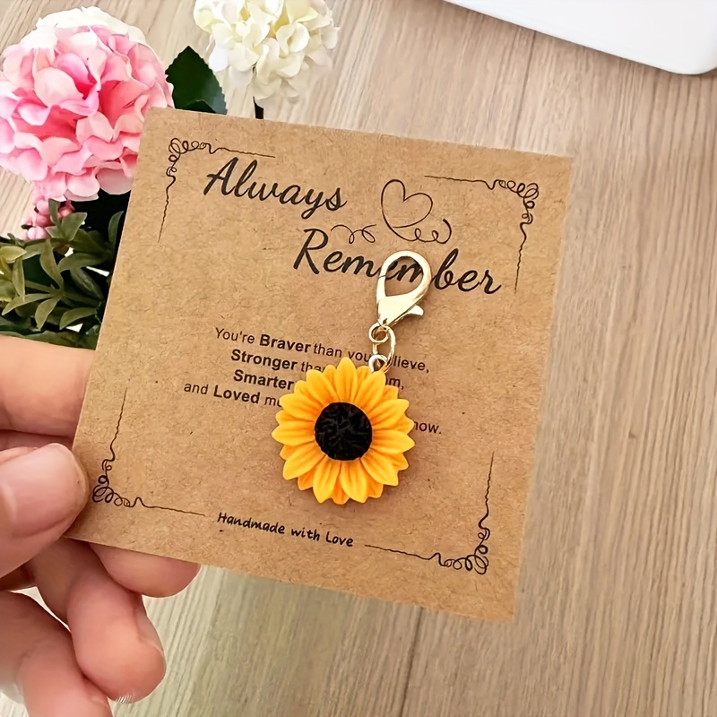 

Abs Sunflower Keychain With Inspirational Message Card – Romantic Handmade Charm For , Thoughtful Gift With Customizable Back – , Lightweight Bag & Car Accessory