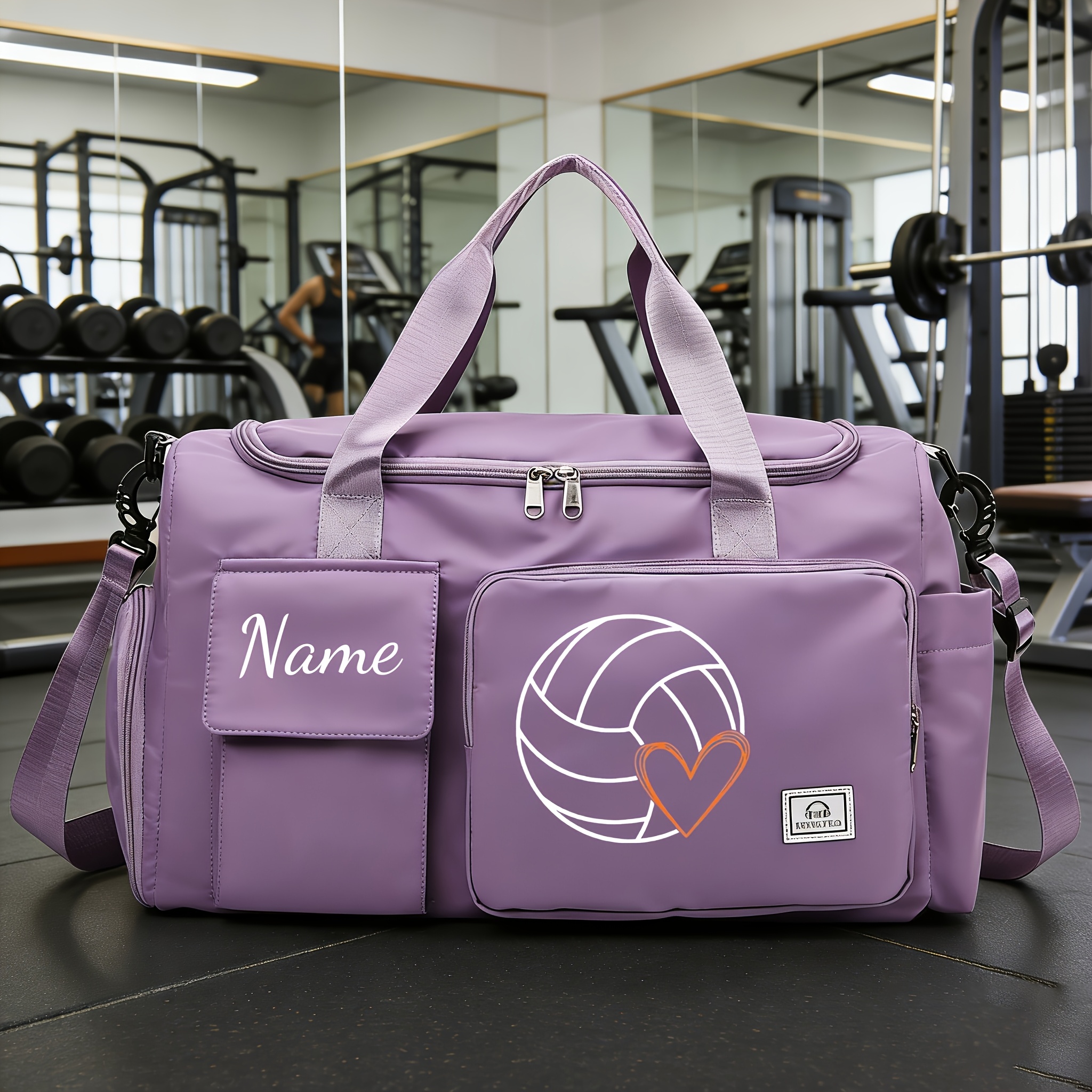 TEMU Customizable Heart-print Travel Bag, Multi-functional Fitness Luggage Bag And Backpack, Lightweight Design, Gym, Sports, Overnight Trips,