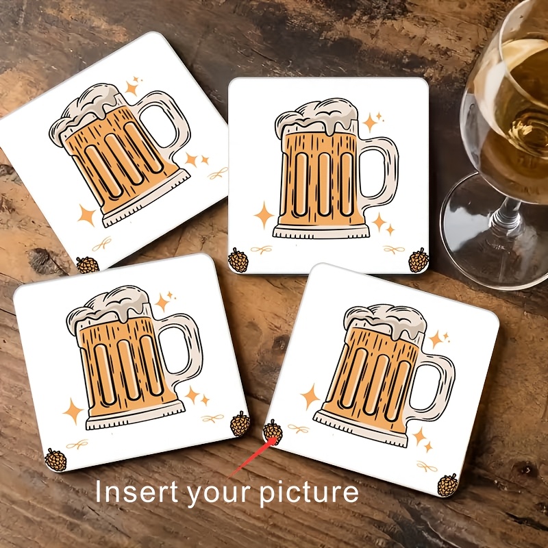 TEMU 10 sous-verres personnalisés - Logo imprimable, photo , sous-verres en bois pour promotion commerciale, décoration de table et de bureau, ajouts