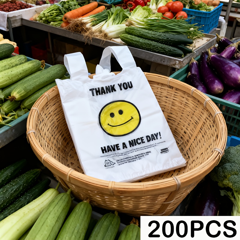 TEMU 200pcs Heavy-duty Leak-proof High-quality Handbag - Wide Bottom & , Stackable Shopping Bag, Suitable For Retail Stores, Restaurants, Large
