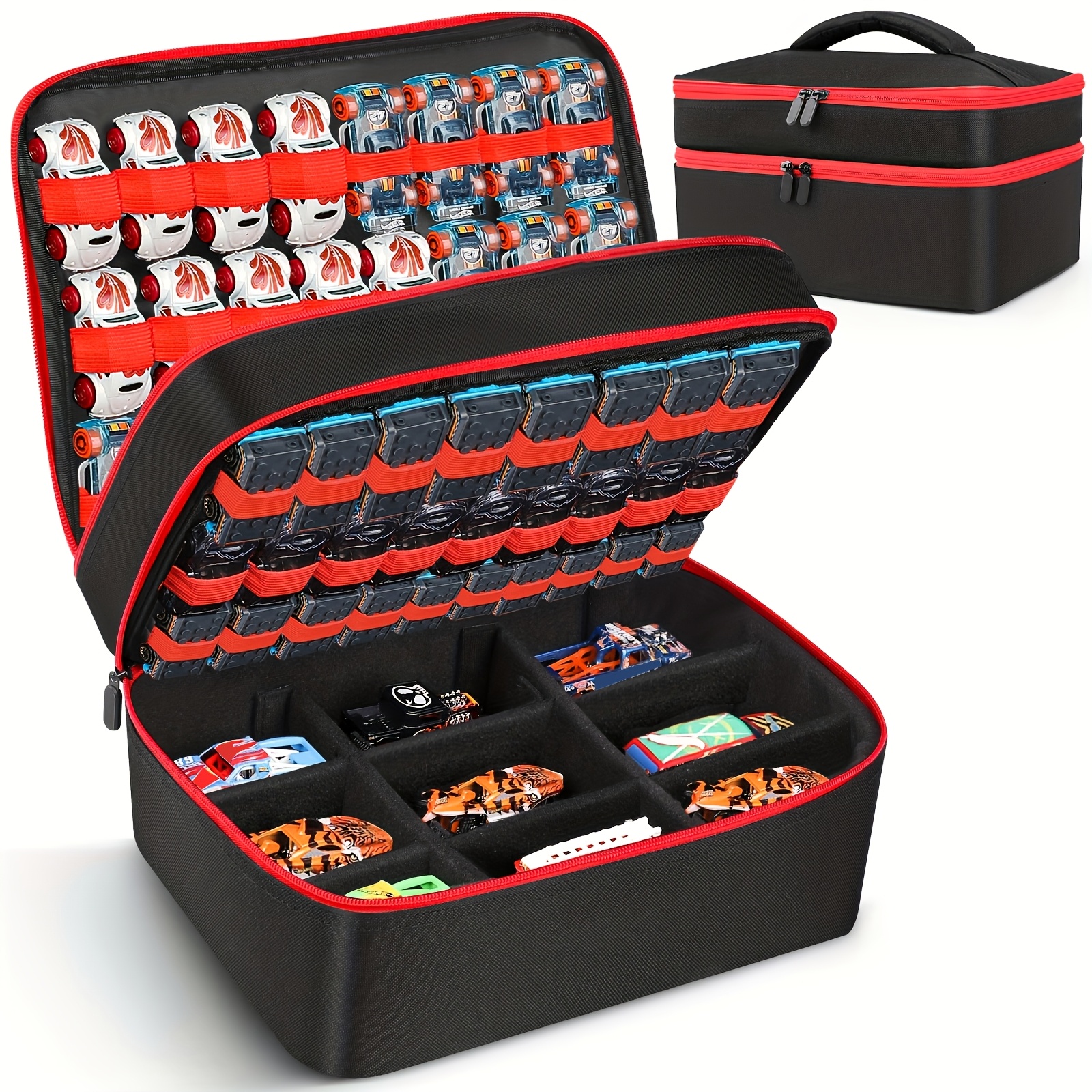 Toy Cars Organizer, Monster Trucks Compatible Portable Scale Model Car Organizer, Holds 72+ Toy Cars (carrying Case Only)