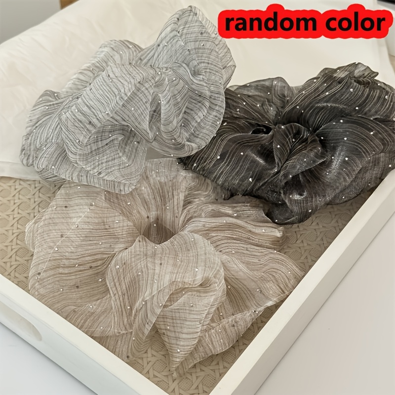 TEMU 3pcs Premium Minimalist Breath Series Versatile And Elegant Scrunchie For Ponytails And Buns, Hair Ties, Hair Accessories, Random Colors