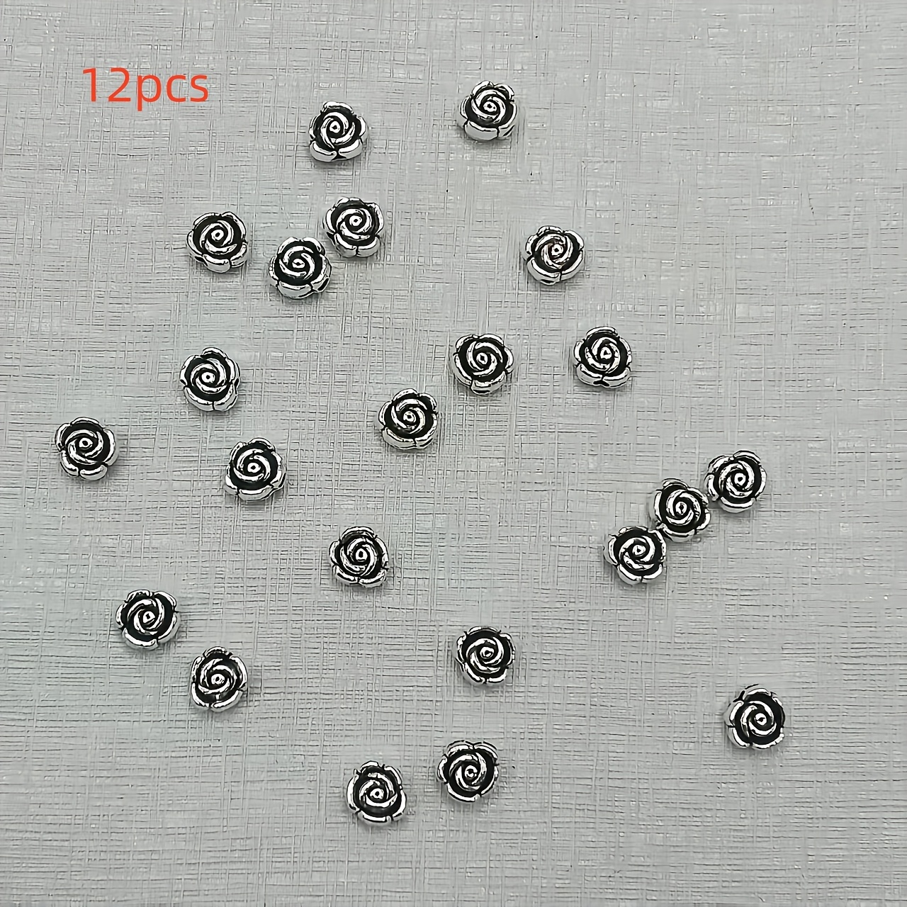 12pcs Classic Retro Double-Sided Rose Flower Shaped Decorative Beads