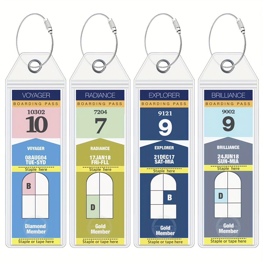 

4/6/8pcs Luggage Tags, Pvc Luggage Tag Clip Card Cover, Cruise Trolley Case Tag, Transparent Waterproof Card Cover