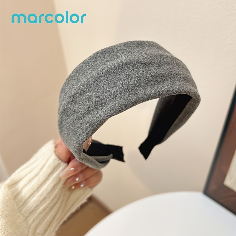 TEMU Marcolor Knit Wide Brim Retro Headband Women's Autumn Winter New Thickened Headband All-match Hair Clip For Washing Face Temperament Hair