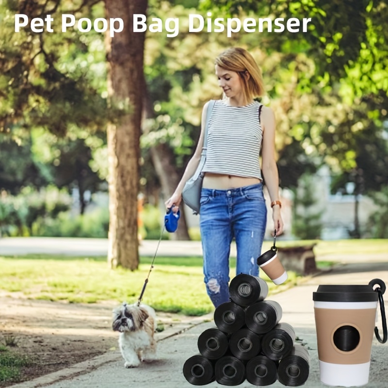 portable coffee cup dog waste dispenser holder   bag dispensing system hygienic   operation for on the go picking up after puppies ideal for walking   use compact hygienic pet   device Product details 1