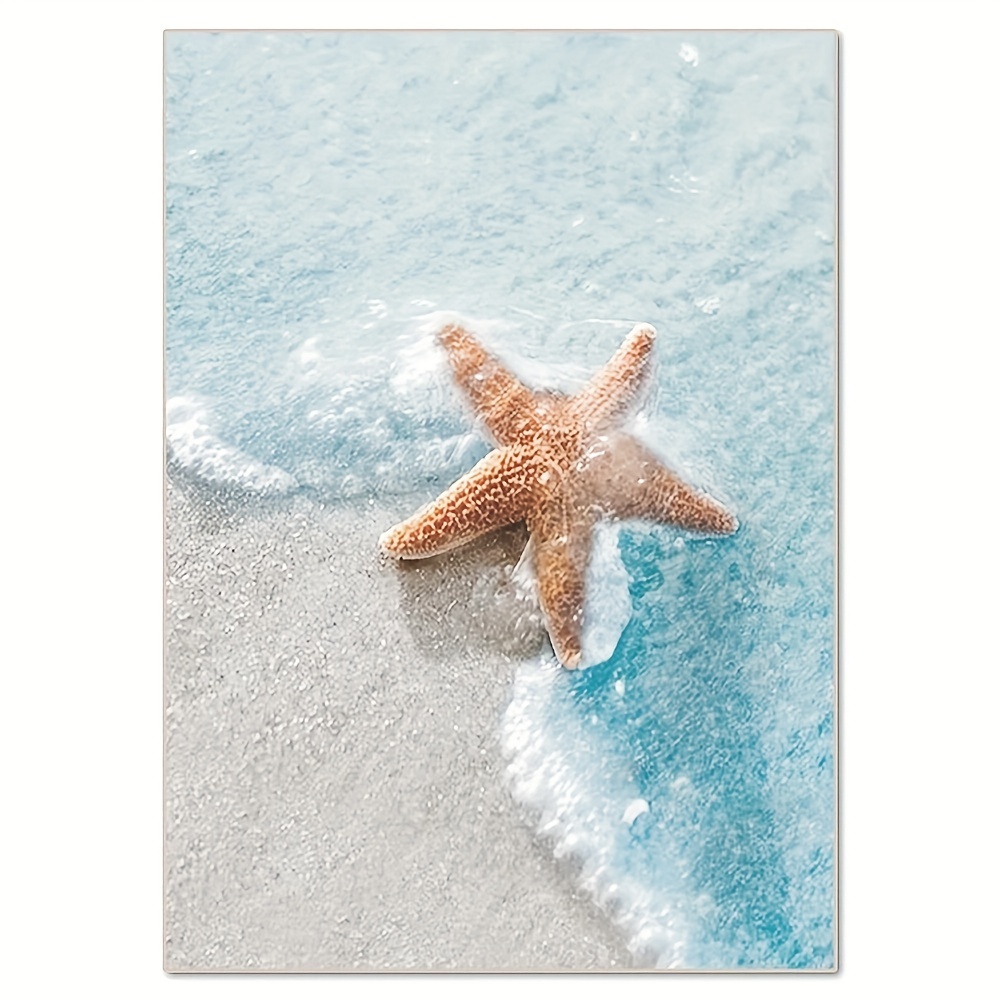 

1pc Diy 5d Diamond Painting Kit, Starfish Beach Scene, 30x40cm Canvas Wall Art, Home Decor Craft With Kits, Mosaic Diamond Art For Living Room And Kitchen Decor