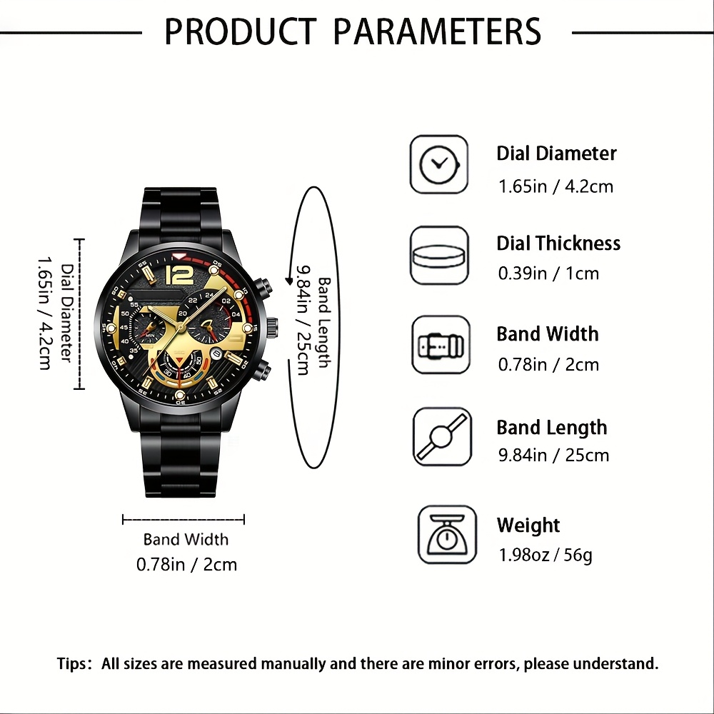Men's Quartz Watch 6pcs Anniversary Birthday Gift Set