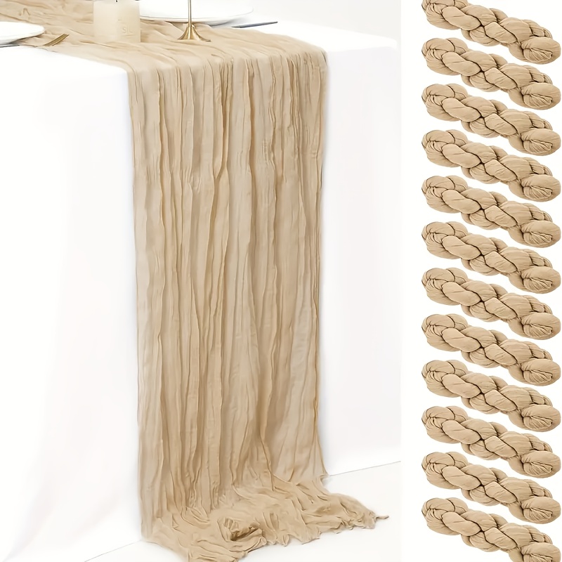 12pcs Of Elegant Solid Color Pleated Tablecloths - Durable, Polyester Tablecloths For Dining, Wedding And Home Decor, Fabrics, Festive Table Decor