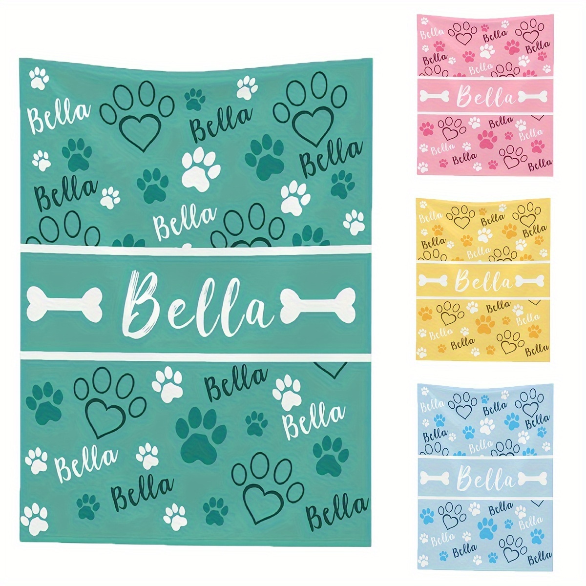 

Personalized Colorful Pet Paw Print Throw Blanket With Custom Name - Lightweight Flannel Sofa, Bed, Travel, Camping, Office – Soft And Warm Digital Print For All Seasons