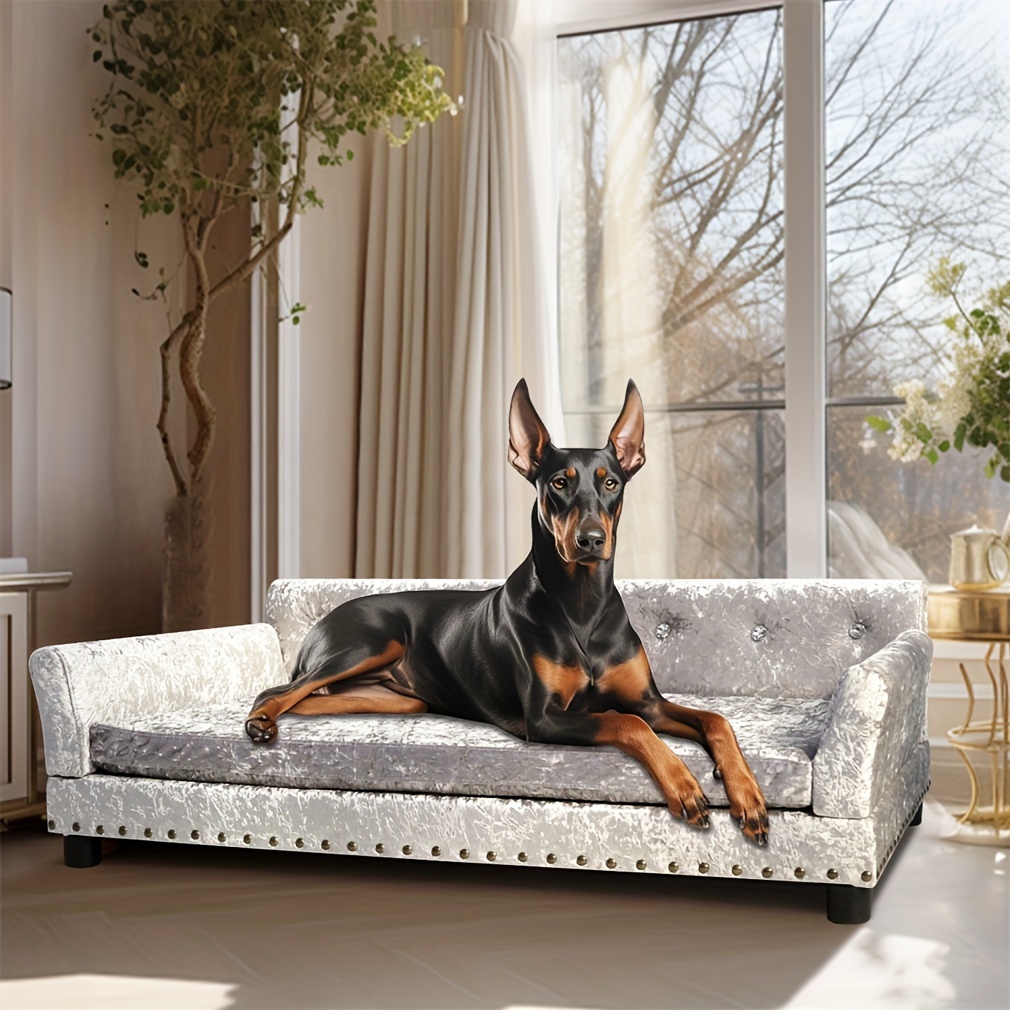 Large Dog Sofa Couch Luxury Velvet Elevated Dog Orthopedic Bed with Anti  Scratch Removable Cover - Main Image