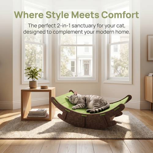 New Multi-Functional Personalized Cat Nest, Rocking Cat Bed, Cat Sofa, Integrated Cat Scratching Board And Cat Nest, Felt Cat , Wear-Resistant And Non-Shedding, Detachable And Washable, And Sleepable, Large Arc Fits Perfectly