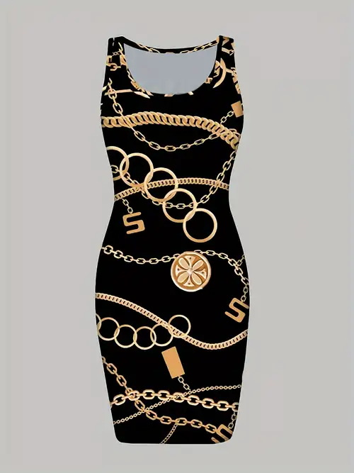 chic black sleeveless bodycon dress chain print - Temu United Arab Emirates chic black sleeveless bodycon dress chain print - Temu United Arab Emirates