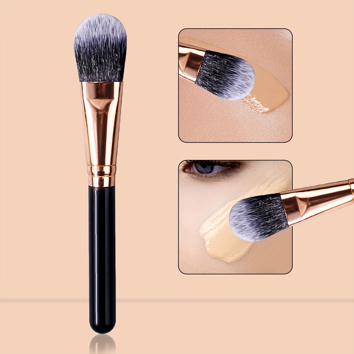 

1pc Pinceau de Contour Angulaire - Poils en Nylon , Manche en Métal, Inodore pour une Application Parfaite de Fond de & Correcteur