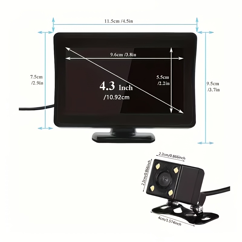Alternative view of Monitor de pantalla LCD a color TFT de 10.92cm para estacionamiento con cámara de visión trasera para coche…