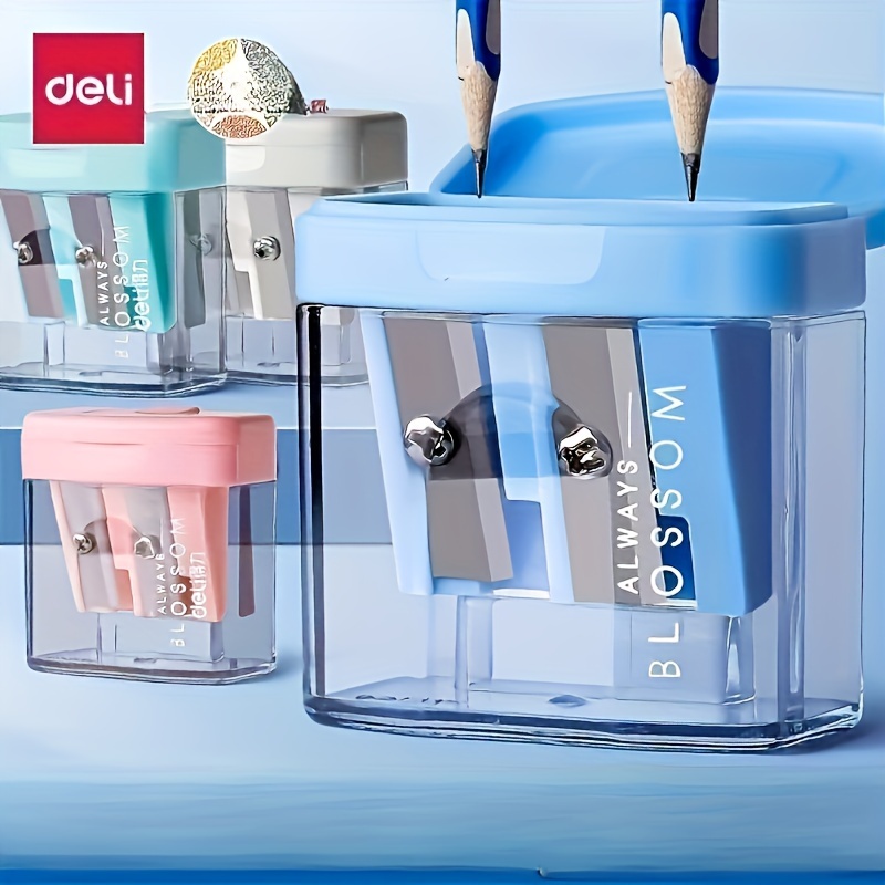 

Deli's Powerful Double-hole Pencil Sharpener - Sharpener For Pencil Sizes, No Battery Required, Ideal For Back To School Stationery