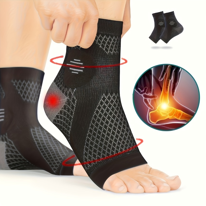 TEMU Une paire de manchons de compression à la cheville avec support de voûte plantaire stable et une à bout ouvert - respirante améliorée pour une