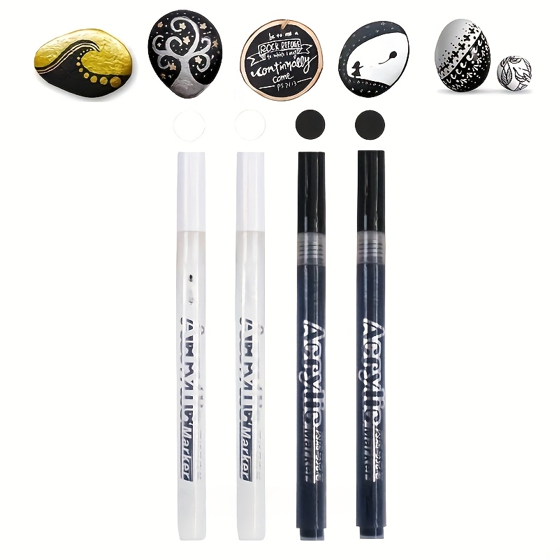 Image of 4pcs/set Acrylic Paint Marker Pens /golden/silvery, For Rock Painting, Stone, Ceramic, Tire, Metal, Canvas Extra Fine Tip