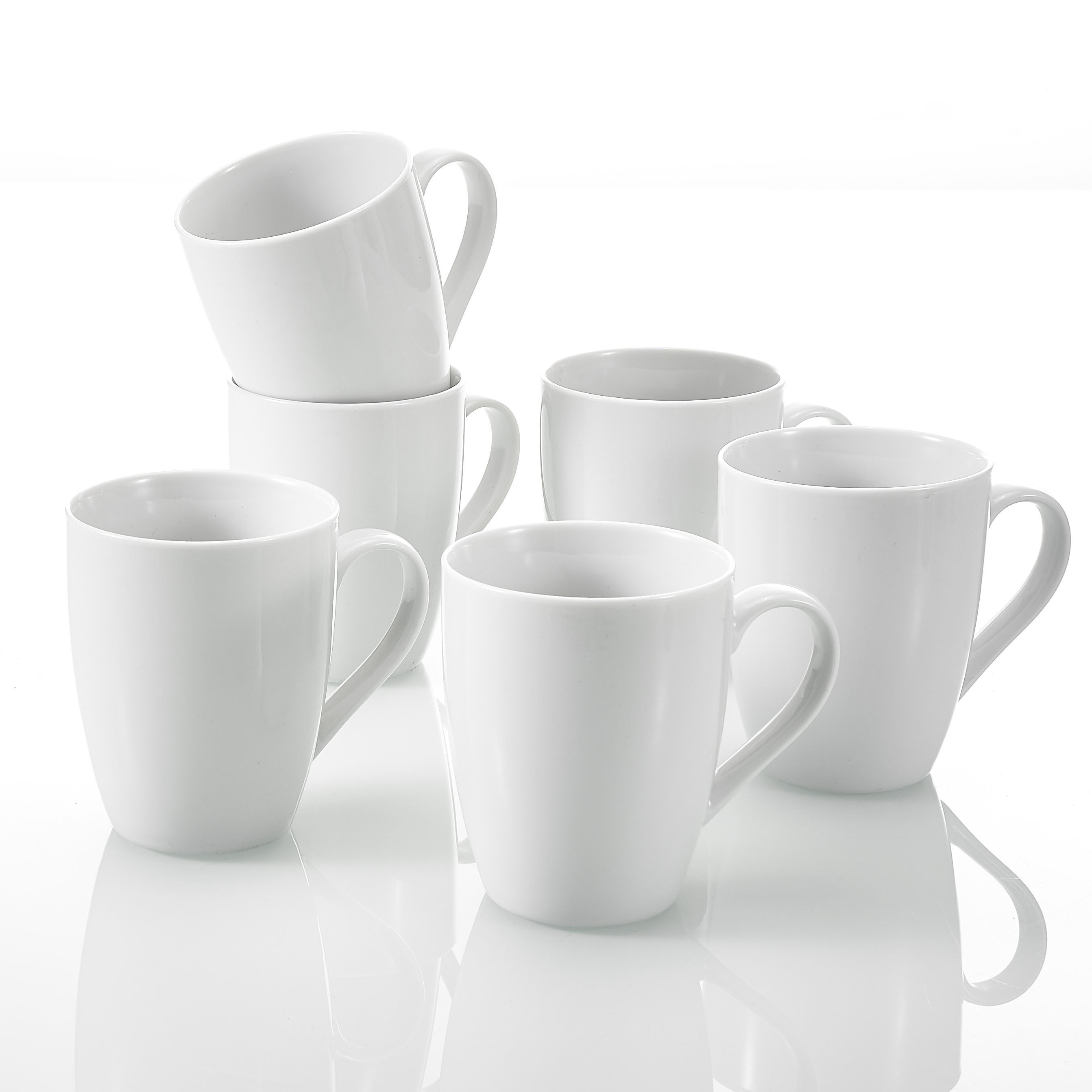 TEMU 360ml White Mugs Set 6 Stoneware Mug Set Mugs, Tea Mugs, White Mug Great Gift Idea Or For Kitchens, Restaurants, Cafes Large Mugs For Latte,