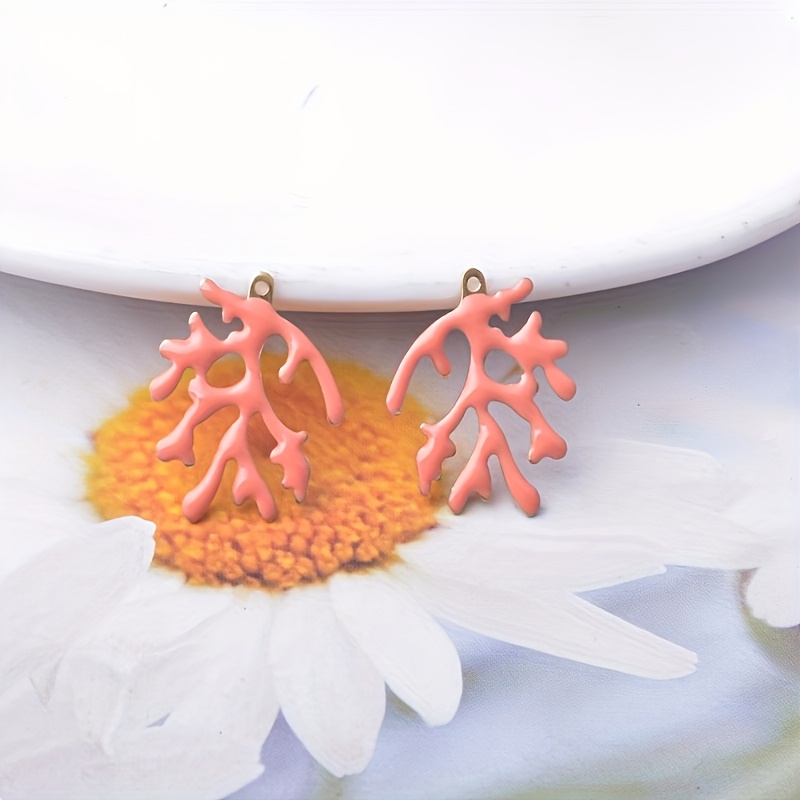 6pcs Double-Sided Copper Coral Charms for DIY Jewellery Making