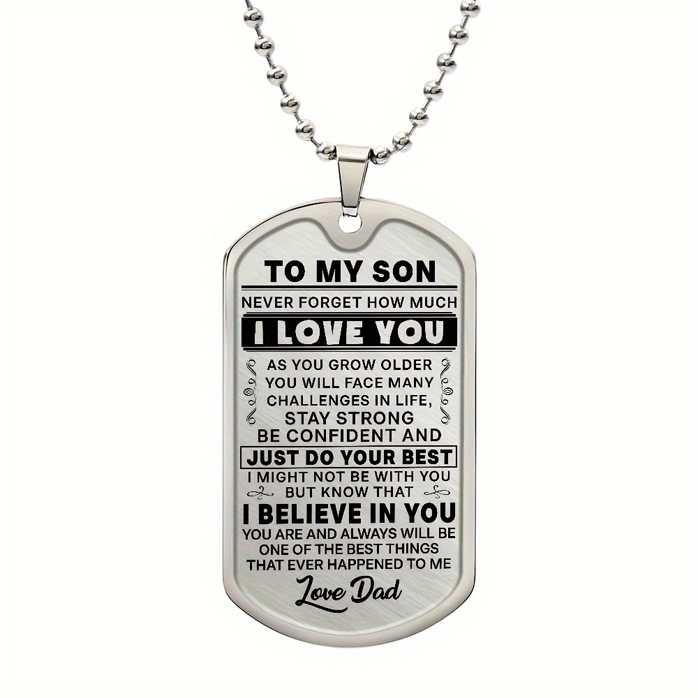 TEMU Stainless Tag Pendant Necklace - Perfect Gift For Son From Dad On Birthdays, Graduations & More