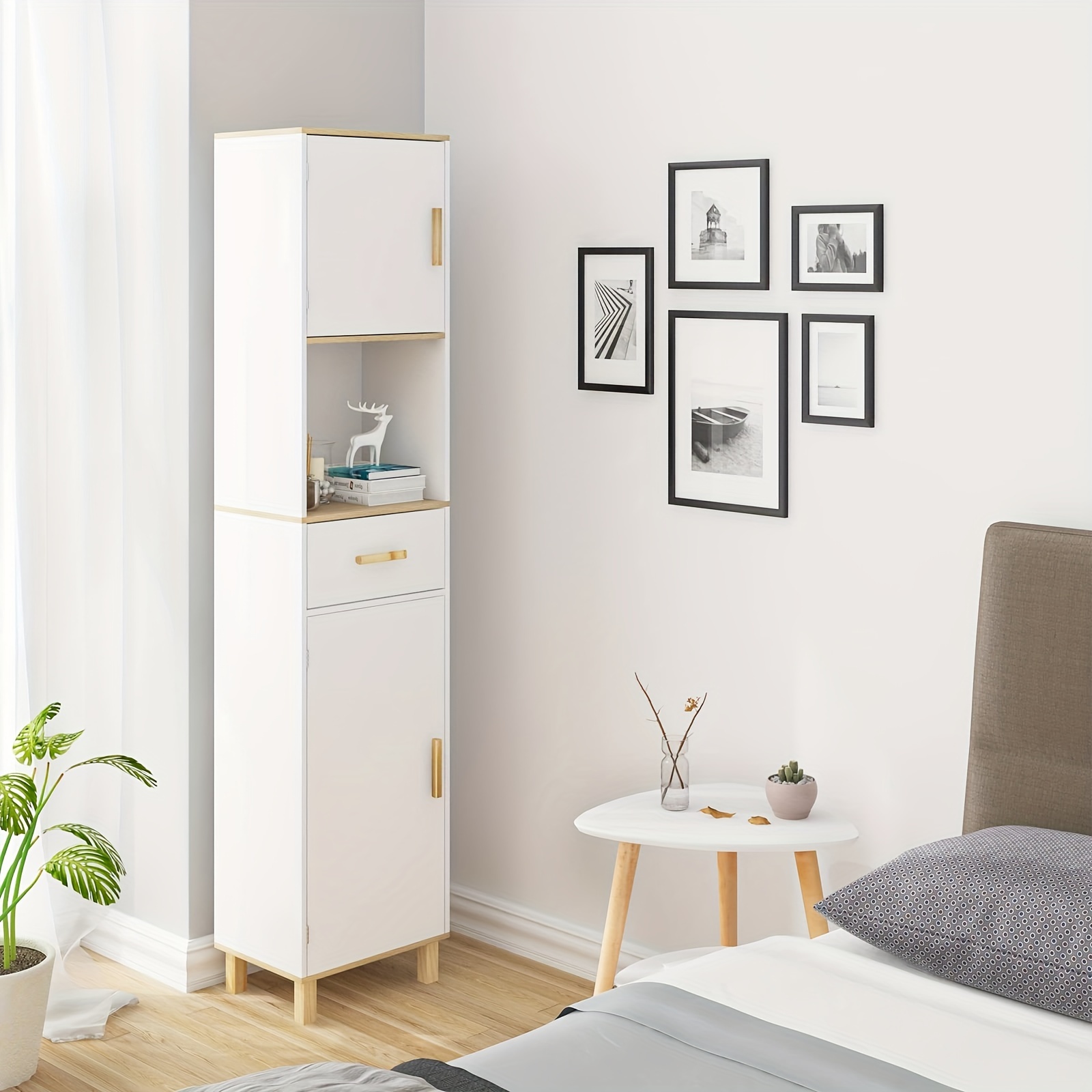 1pc bathroom cabinet tall cabinet with 5 compartments 1 drawer bathroom cabinet with white drawers in the bathroom cabinet with adjustable dividers white 40x180x30 cm