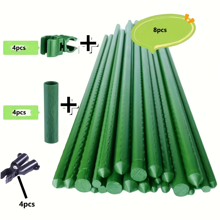 E-shop 20-teiliges Set: 8 Stützpfähle + 4 A-Clips + 4 Verbindungsrohre + 4 Verbinder, Kletterpflanzen-Gitter für Gartentaschen –