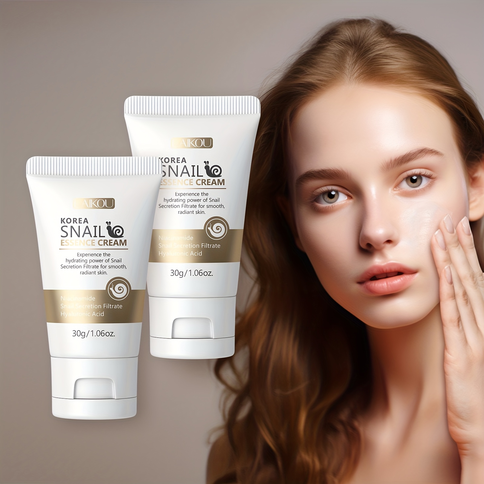 Laikou Snail Cream X 2pcs, Day And Night Moisturizer, Contains Hyaluronic Acid For Deep Hydration