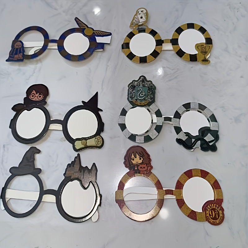 TEMU Wb Warner . 6pcs Harry Potter Glasses - Iconic Style, Suitable For Parties, Photo Booths, Themed Events, Birthday Decorations, & Costumes, Magic