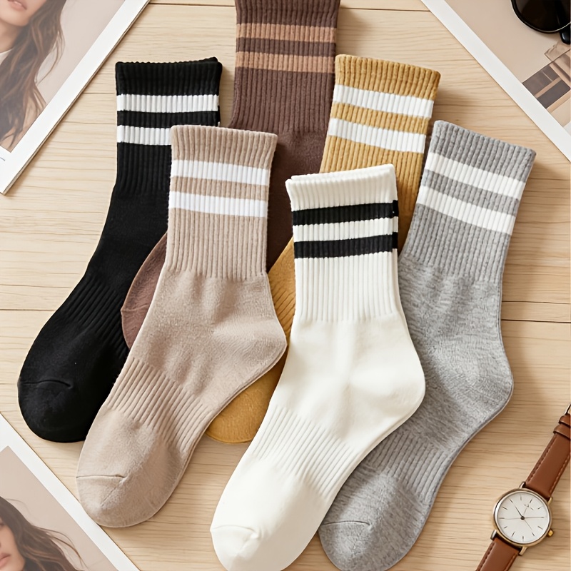 TEMU 6-pack Mid-calf Socks - Women's Mid-calf Socks, Versatile Women's Athletic Socks, Long Socks