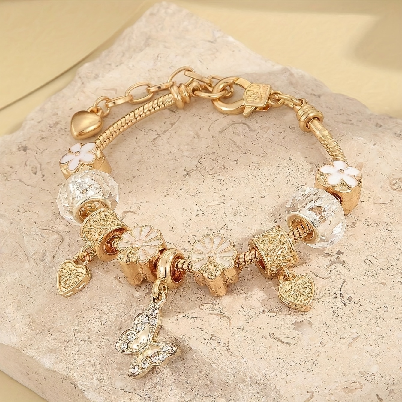 TEMU 1pc Minimalist Fashion & Floral Resin Copper Bracelet, Casual & Date Accessory For Women