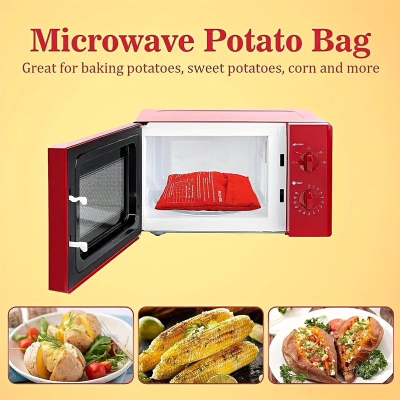 3 pack microwave potato cooker bags reusable 4 minute red baked   pouch pet material no electricity needed kitchen gadgets for perfect potatoes details 6