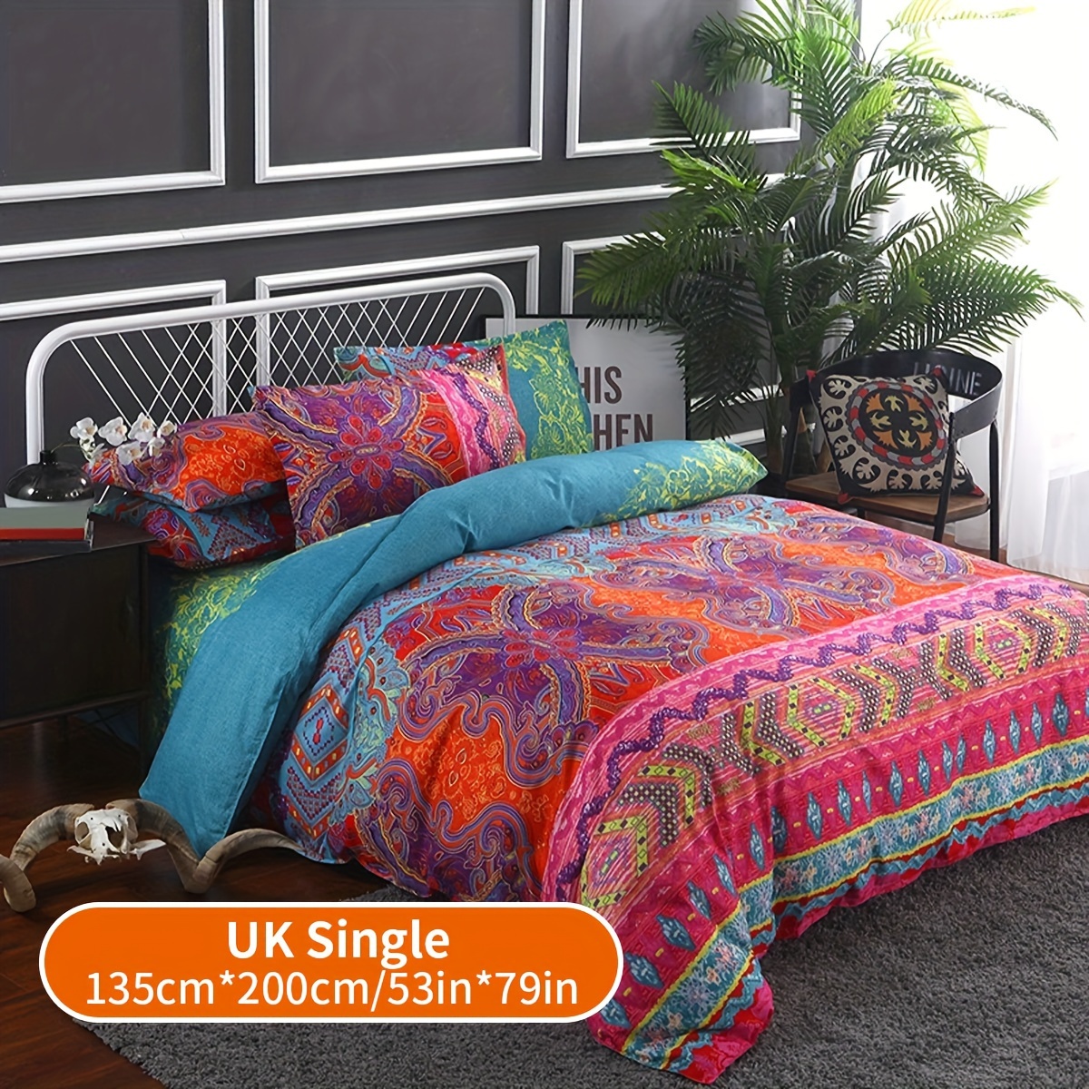 Image of 3pcs Polyester Duvet Cover Set (1*duvet Cover + 2*pillowcase, Without Core), Ethnic Bedding Set, Soft Comfortable And Breathable Duvet Cover, For Bedroom, And Dorm