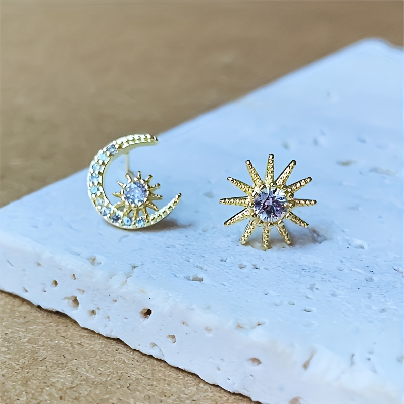 Asymmetrical Sun, Star & Moon Earrings for Women, Vintage Style