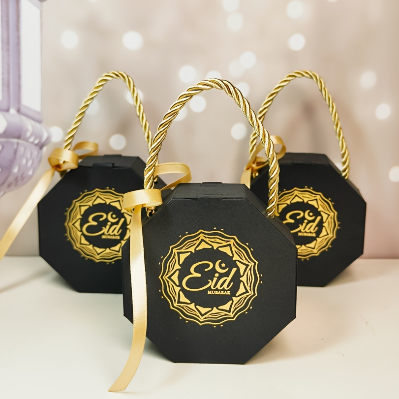 

Eid 10pcs Gift Bags - White & Black, Cookies & Candy, Ideal For Ramadan Party Decorations & Favors