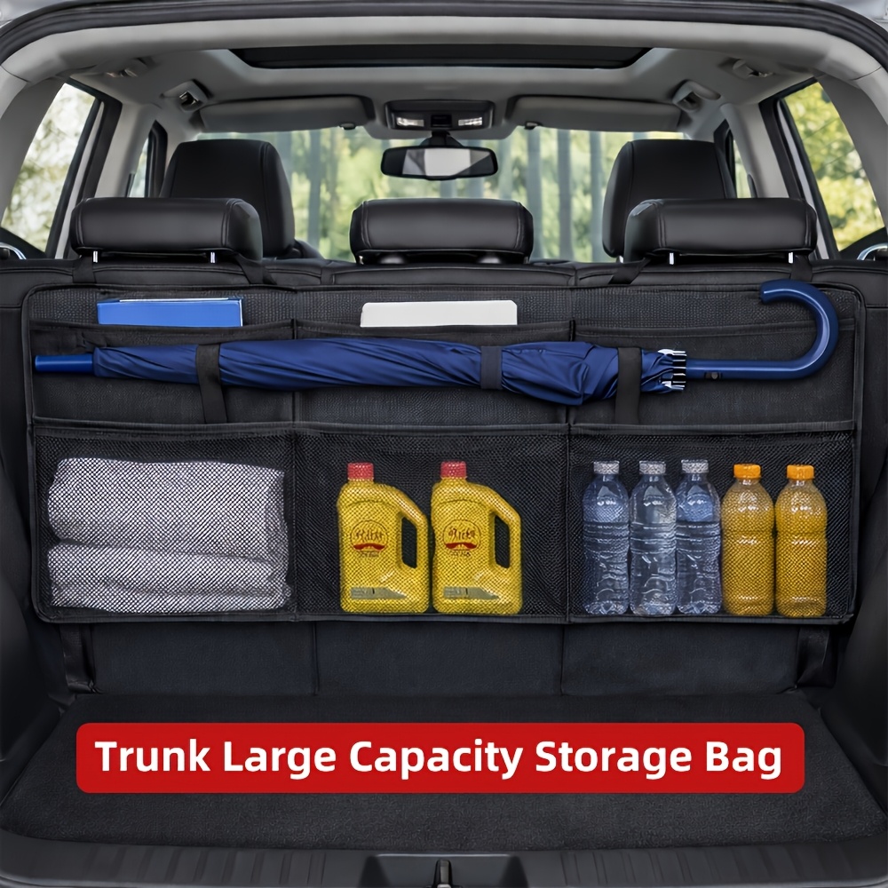 TEMU Large Car Trunk Storage Bag With Oxford Fabric Multi-, Hanging Space-saving, Universal High Capacity, Suitable For Suvs, Trucks, And Off-road