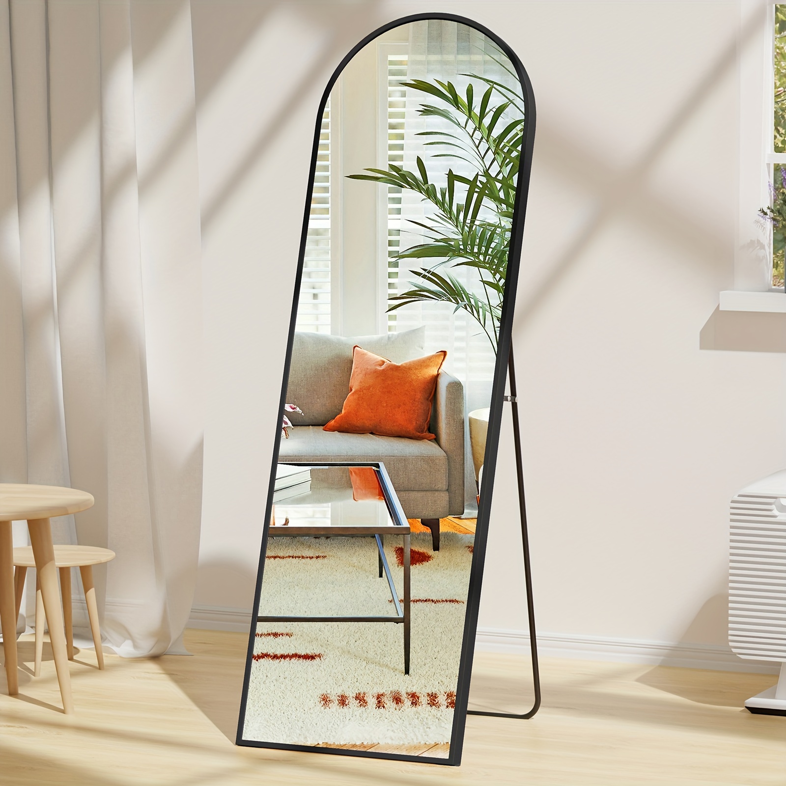 TEMU Arched Full Length Mirror For Bedroom Decor, 59"x16", Full Body Standing Floor Mirror With Stand, Living Room Wall Decor Mirror