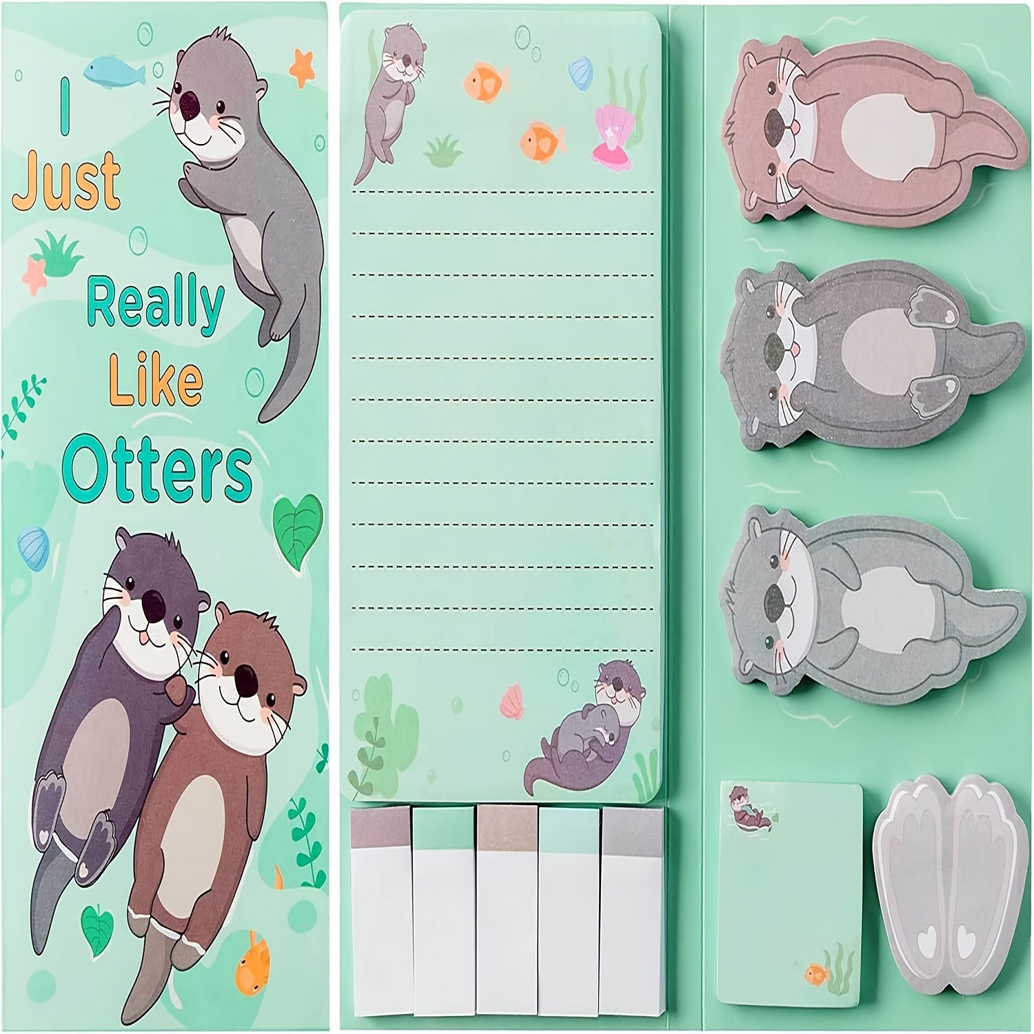 

550pcs Note Pad Set, Cute Cartoon Otter Memo Pads With Sea Animal Tabs, Self-adhesive Notepads, For Office, School Supplies, And Use, Suitable For 14+, With Universal Holiday Gift Idea